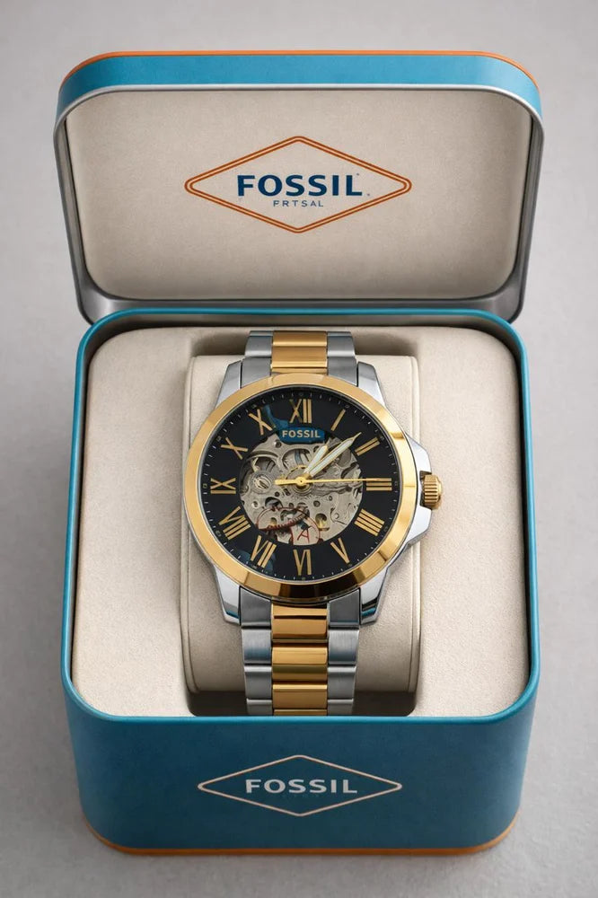 Fossil Machine Automatic Skeleton Dial Multi-tone Strap Men's Watch Formal Casual -FS-05023
