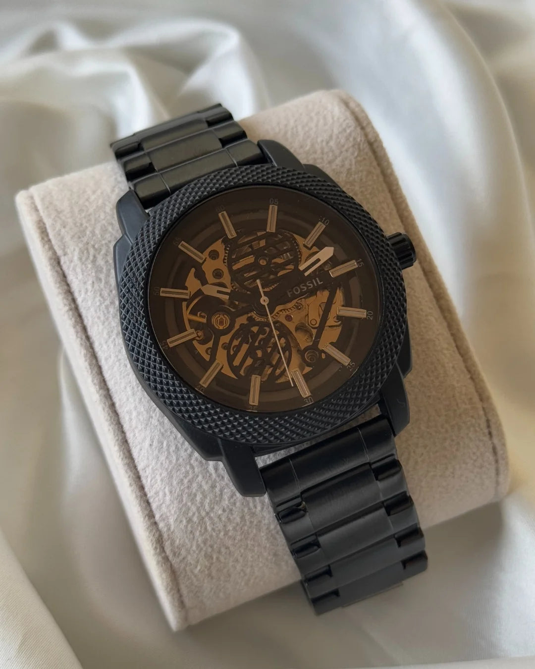 Fossil Machine Automatic Skeleton Dial Black Strap Men's Watch Formal Casual -FS-05024