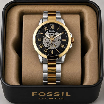 Fossil Machine Automatic Skeleton Dial Multi-tone Strap Men's Watch Formal Casual -FS-05023