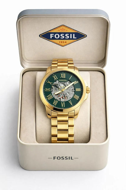Fossil Machine Automatic Skeleton Dial Gold Men's Watch Formal Casual -FS-05021
