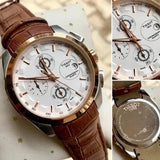 Tissot TS_384L Chronograph Brown Leather Mens Watch for Man White Date Display Best Gift for Man