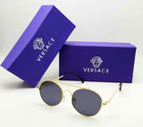 Versace Branded Black Color Glass Men's Sunglass For Man Gold Frame With Gift Sunglass - VER-26792