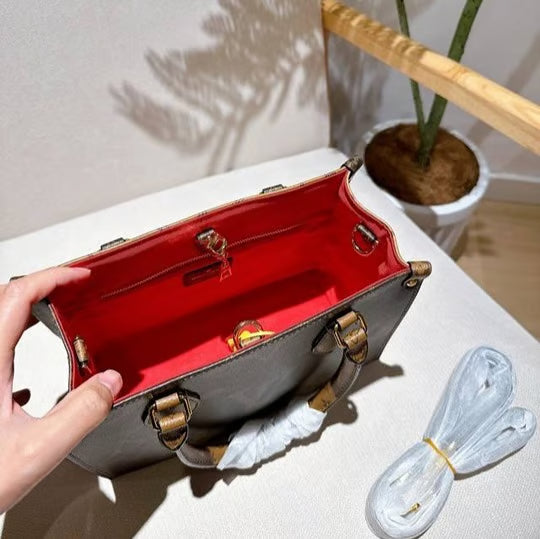 LV New Brown Two-Tone Leather Tote Bag Stylist Daily Use Hand-Bag LV-4447-WBG