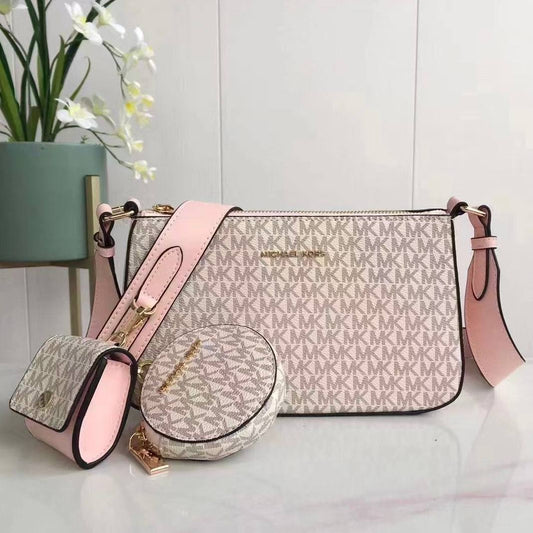 Michael Kors New Pink Printed Leather Stylist Daily Use Hand-Bag MK-4444-WBG