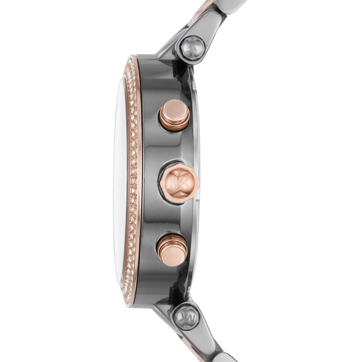 Michael Kors Two-Tone Strap Chronograph Women's Watch Black Dial Diamond Case MK-0125