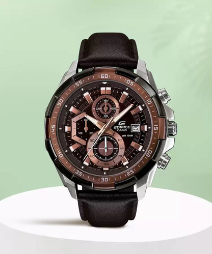 Casio Edifice Chronograph Brown Dial Leather Men's Watch EFR 539L 5AVUDF