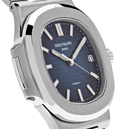 Patek Philippe Nautilus Watch Blue Dial Silver Color Strap Quartz Movement Dated Watch PK-5711R-001-BLUE