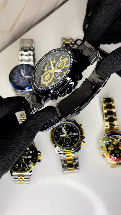 Casio Edifice Chronograph With Black Stainless steel Strap Men's Watch Black Gold 539BK