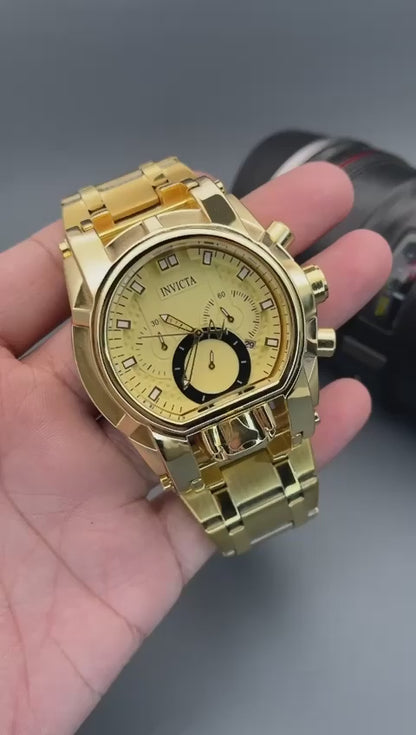 Invicta Reserve Mens 52mm Bolt Zeus Magnum Swiss Quartz Dual Movement Iridescent Men's Watch INC-GOLD
