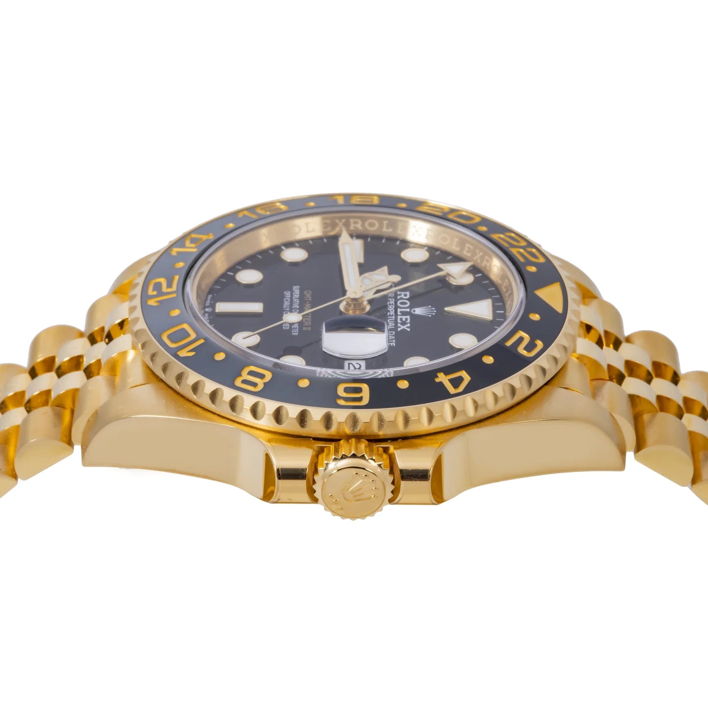 Rolex GMT-Master II Oyster Perpetual Bidirectional Rotatable Bezel Gold Dial and a Jubilee bracelet Men's Watch RLX-GMT-5013