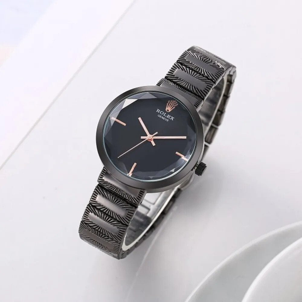 Women's Chronograph Watch Black Dial Black Strap For Women RLX-2404
