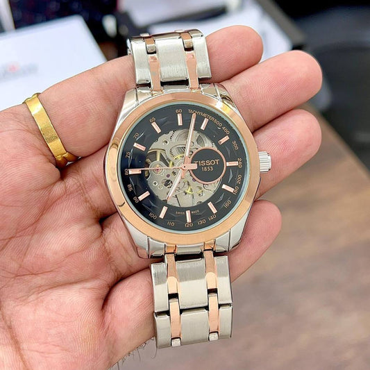 Tissot Black Skeleton Dial Automatic Multi tone Men's Watch TS-6169