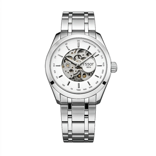 Tissot White Skeleton Dial Automatic Men's Watch TS-6168