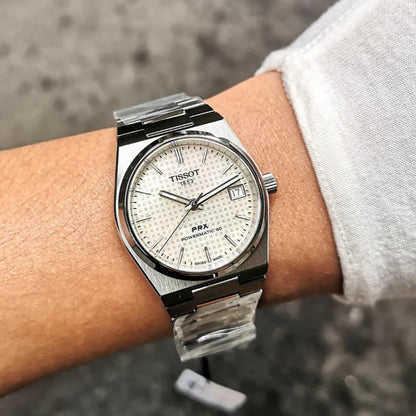 Tissot PRX Powermatic 80 White Dial Silver Steel Strap Watch for Men - TS-4101