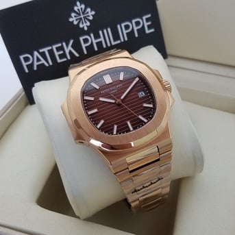 Patek Philippe Nautilus Mad Watch Quartz Movement Rose Gold Strap Dated Watch For Men's-Best Men's Collection PP-6516