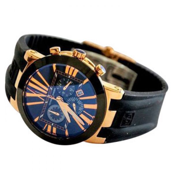 Un3496 Sample Ulysse Nardin UN-3496 Silicon Chronograph Black Banded Formal Men's Wa ...