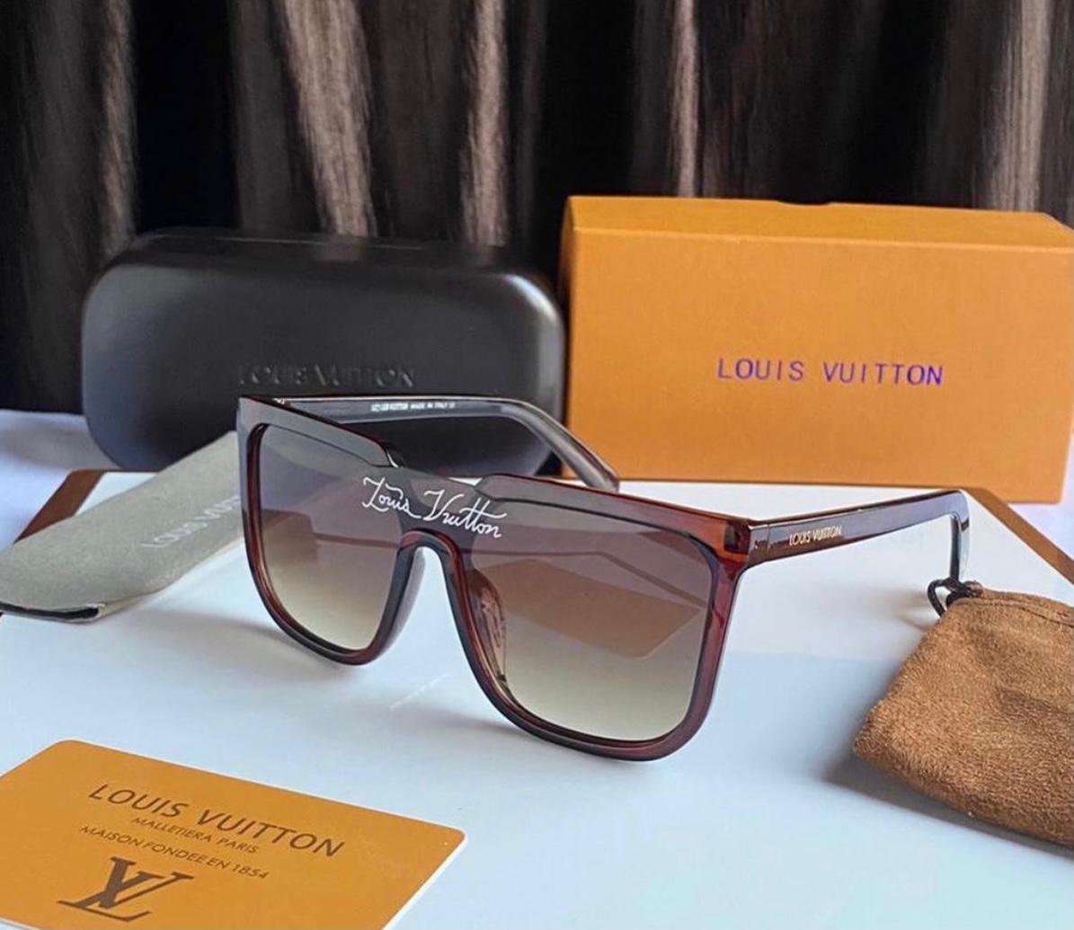 Brown color Brown Frame Glass Man's Women's Sunglass LV-248 Silver & Black Stick Gift Sunglass