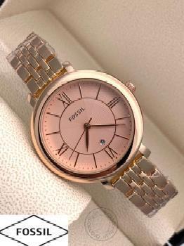 Branded Rose Gold Strap Women's Es-989 Watch For Woman Or Girl Rose Gold Dial Date Gift Watch