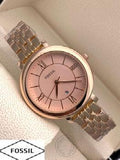 Branded Rose Gold Strap Women's Es-989 Watch For Woman Or Girl Rose Gold Dial Date Gift Watch