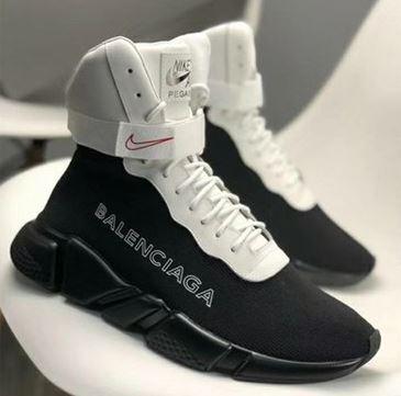 Nike Air Balenciaga High Top White Black Shoe - Balenciaga-Speed-Trainer-022