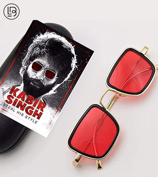 Kabir Singh Branded Red Len's Sunglass For eyewear Men's Women's Or Girl's Sunglass With Red Golden Trending sunglass LV-1408- Unisex Sunglass