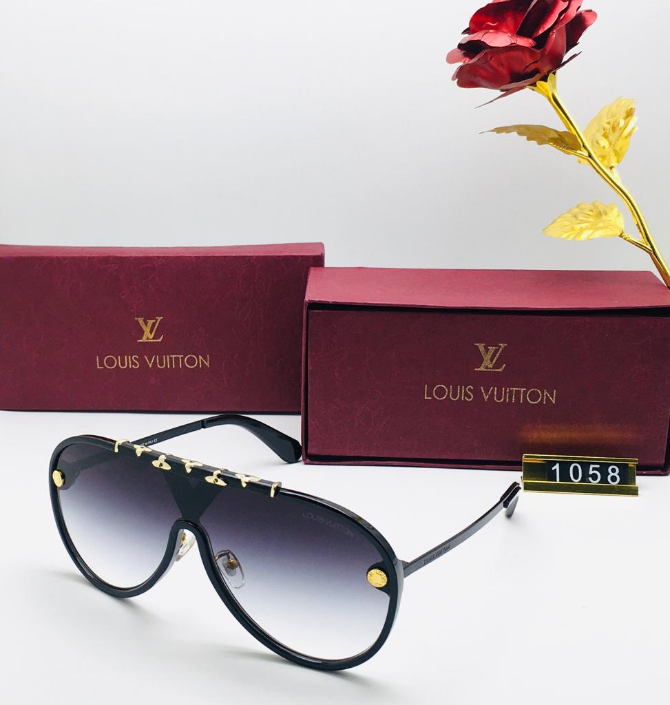 Branded Double Shade Black Glass Men's and Women's Sunglass for Man and Woman or Girls LV-1058 Black Frame Unisex Gift Sunglass