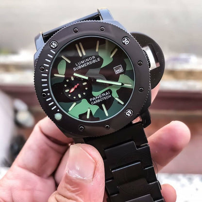 LUMINOR SUBMERSIBLE [PANERAI CARBOTECH] LR-333 MULTI COLOR DIAL BLACK STAINLESS STEEL CHAIN FOR MEN's GIFT WATCH