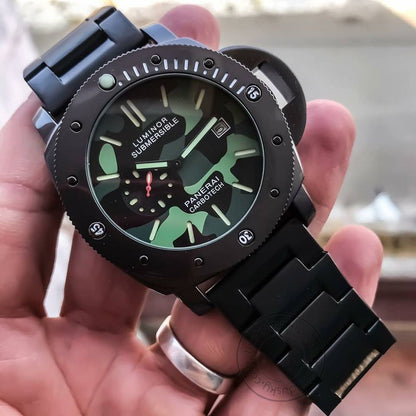 LUMINOR SUBMERSIBLE [PANERAI CARBOTECH] LR-333 MULTI COLOR DIAL BLACK STAINLESS STEEL CHAIN FOR MEN's GIFT WATCH