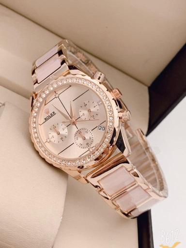 Rose Gold Pearl Stainless Steel Strap Watch For Women and Girls With Rose Gold Dial Gift_rlx-1064