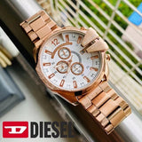 Diesel Mega Chief Chronograph Full Rose Gold White Dial Men's Watch For Man DZ-10064 Gift