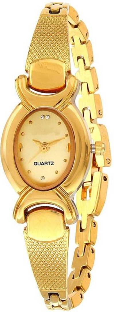 Golden Analog Metal Bangle Watch