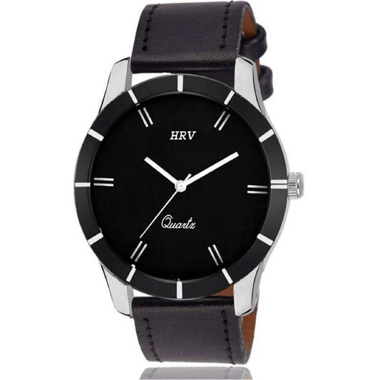 Mens Black Analog Watch With Synthetic Leather Strap Product-2509056