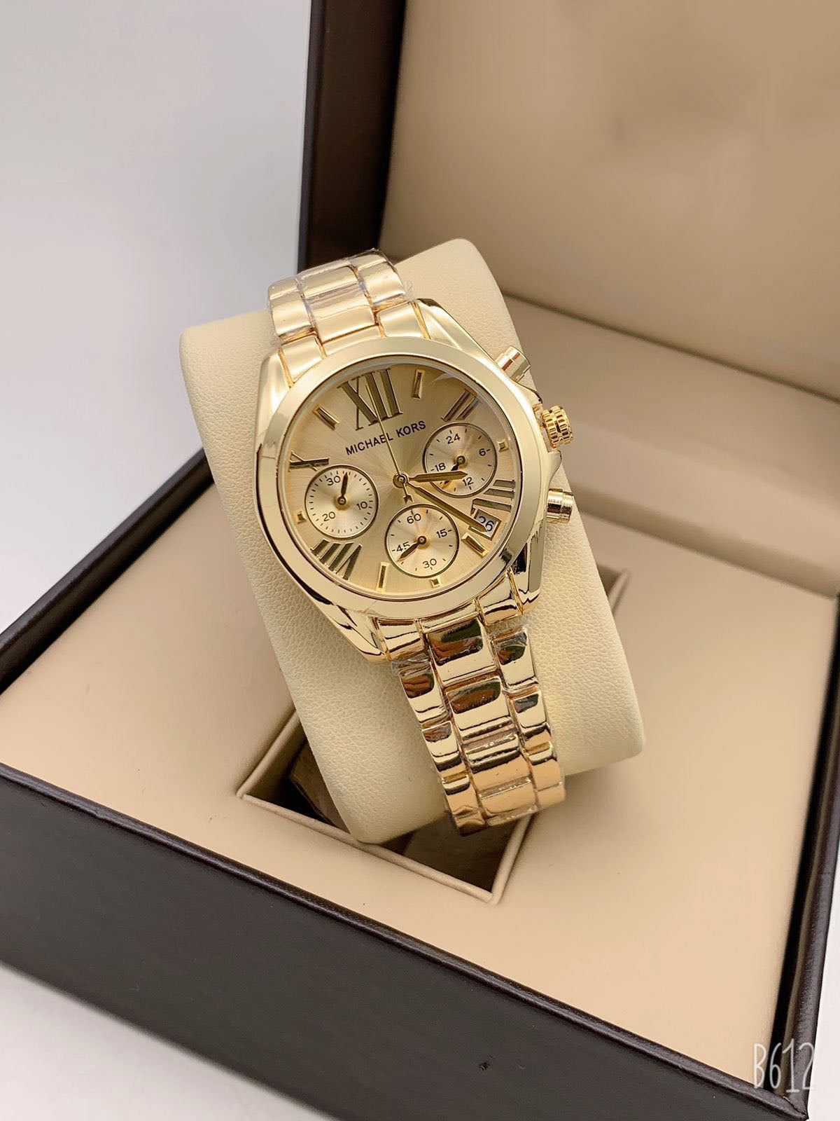 Chronograph Golden Strap Watch for Girl or Women Golden Dial MK-7494