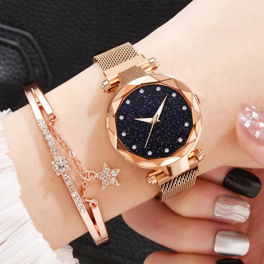 Ladies Magnetic Starry Sky Clock Luxury Women Watches Fashion Diamond Women Watches