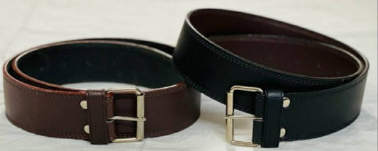 Awesome combo of leather belt in leather in black and brown color