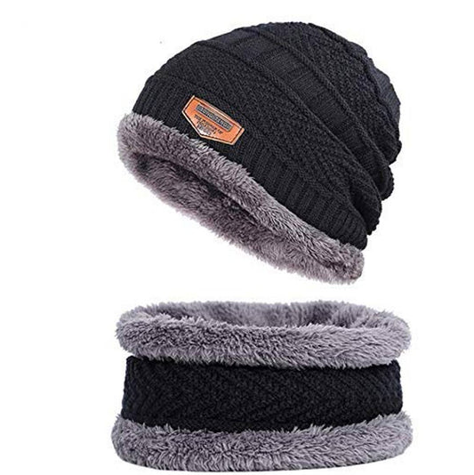 Ultra Soft Woolen Beanie Cap and Colorful Muffler Scarf Set
