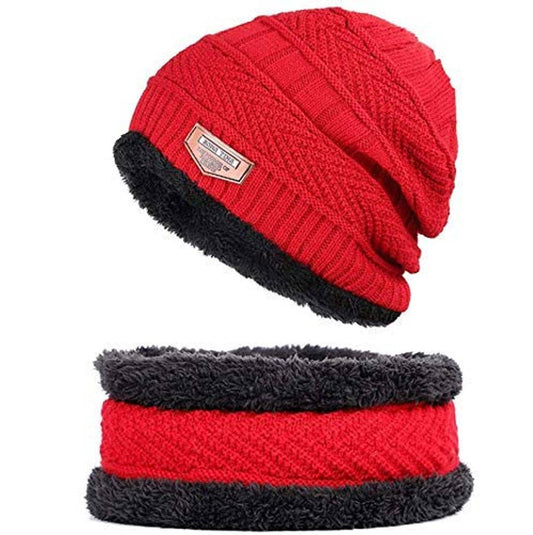 Ultra Soft Unisex Woolen Beanie Cap and Muffler Scarf Set.