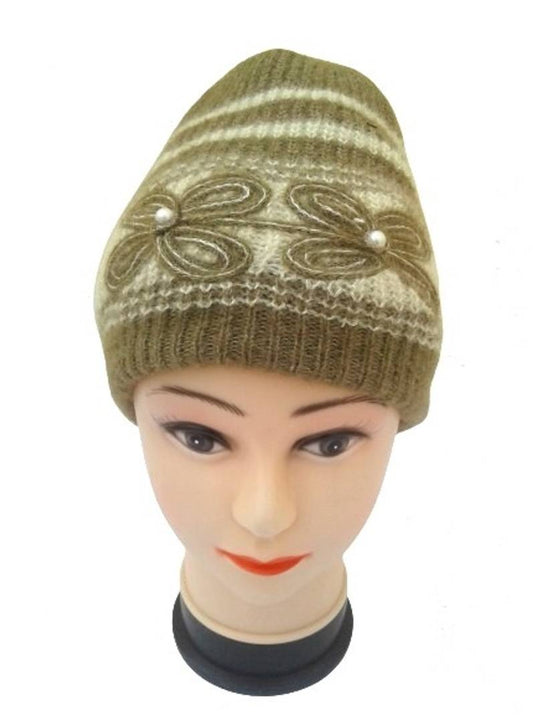 Women Winter Woolen Cap (Pack of 1) Green Color