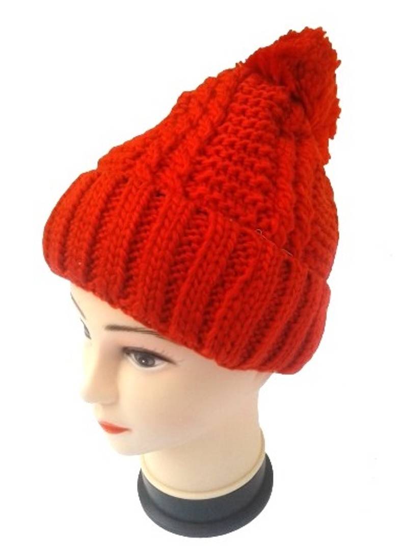 Women Knitted Woolen Cap (Red, Pack of 1)