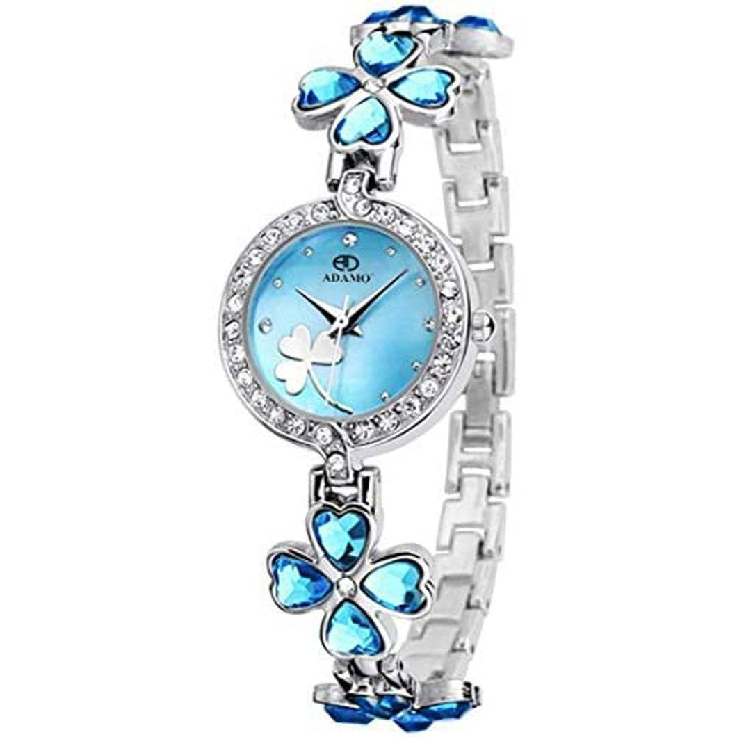 ADAMO Designer Round Dial Analog Watch Light Blue Women's or Girl's Gift Watch 835SSM17