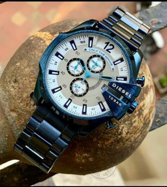 Diesel Chronograph Men's Watch For Man Full Blue White Dial Good For Man Gift - Dz4400