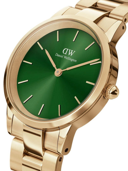 Daniel Wellington Analog Stainless Steel Strap Green Color Dial Watch With Rose Gold Case And Strap For Women's Watch DW-1201 Dial - Best Watch for Casual Use