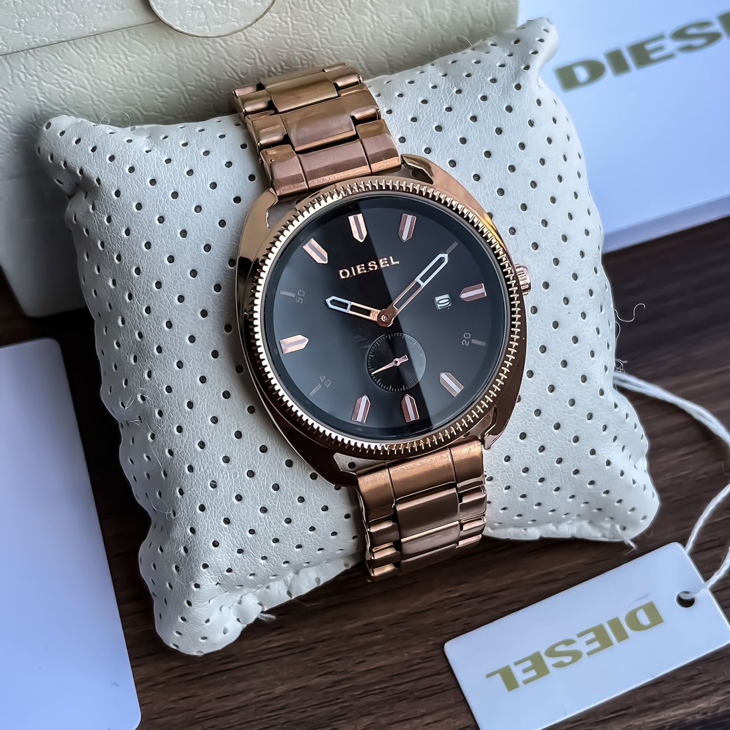 Diesel Chronograph Dated Watch Rose Gold Stainless Steel Watch DZ-000574 Full Black Dial Watch For Men And Women's OR Girls-Best Unisex Watch Ever