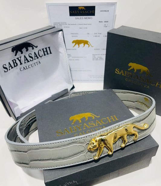 SABYASACHI Premium Quality Casual Belt In White Shine Color Design Belt For Women's Or Girl's Belt With A Brand Box SS-B-06-Best For Casual Use