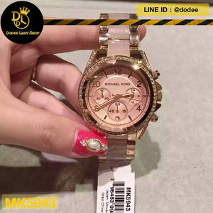 MK Chosmogragh Watch Rose Gold Case Pink Dial Multicolor Strap Watch For Women's MK-5943