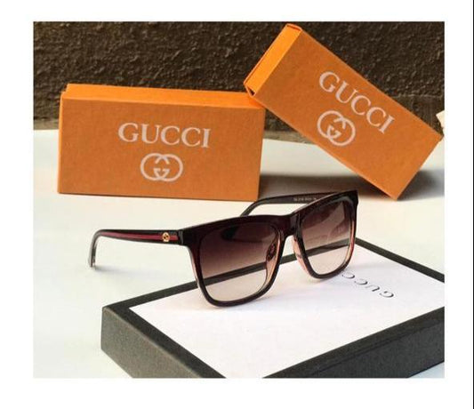 Brown Shaded Glass Square Sunglasses For Man GU-000 Brown Frame & Brown Stick Gift Sunglass