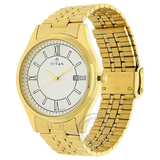 Titan White Dial Golden Stainless Steel Strap Watch 1713YM02