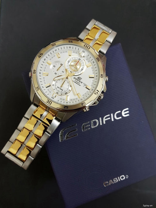 Casio Edifice EFR-547SG-7A9 Illuminator Metal Chronograph Gold Color White Dial Men's Watch