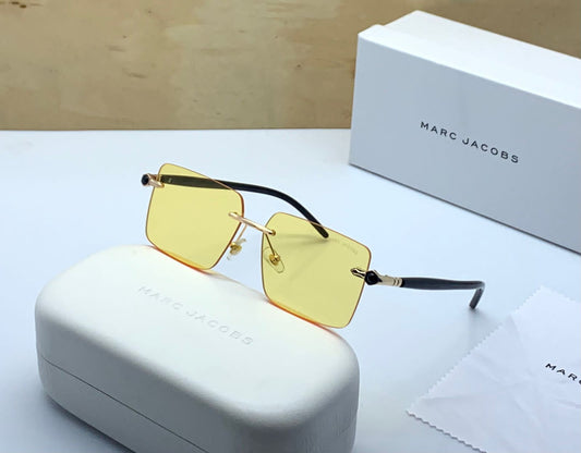 Latest Design Heavy Material Yellow Square Rimless lens And Black Frame Sunglass With Black & Color Stick For Men's And Women's OR Girls MJ-901s_Best Stylist Sunglass