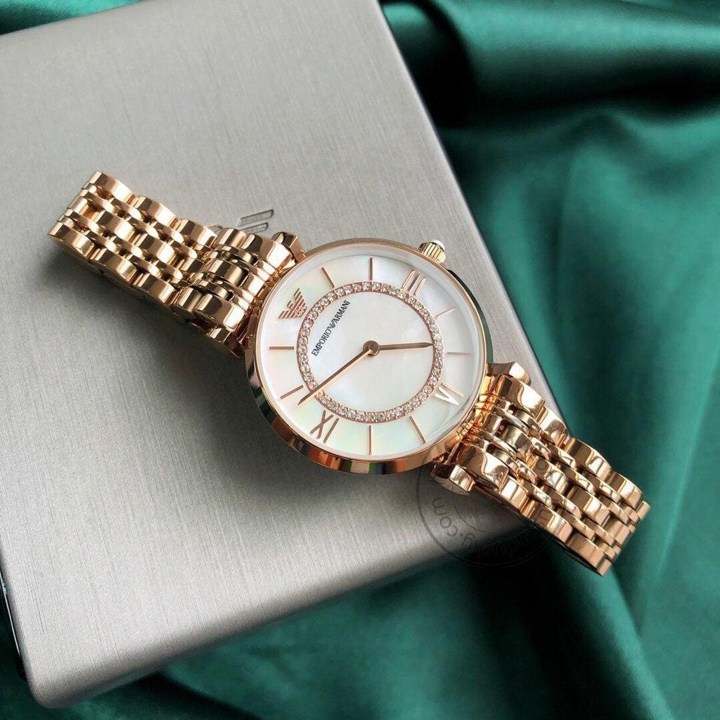 Watch AR1909 Silver Dial Golden Strap For Women-Best gift